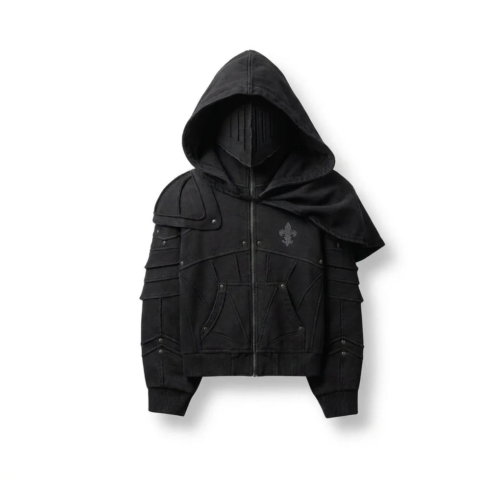 DARK KNIGHT 2.0. FULL ZIP HOODIE-Black