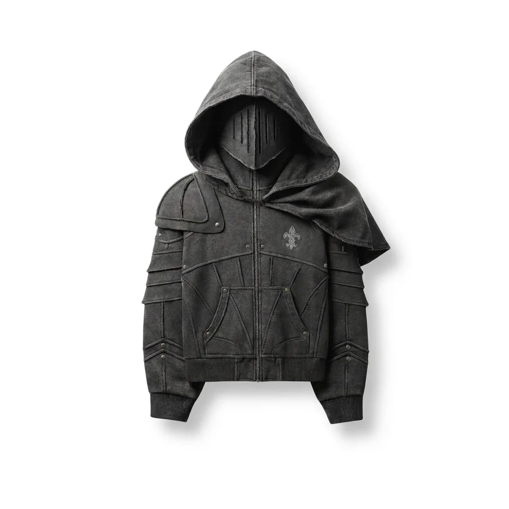 DARK KNIGHT 2.0. FULL ZIP HOODIE-Black