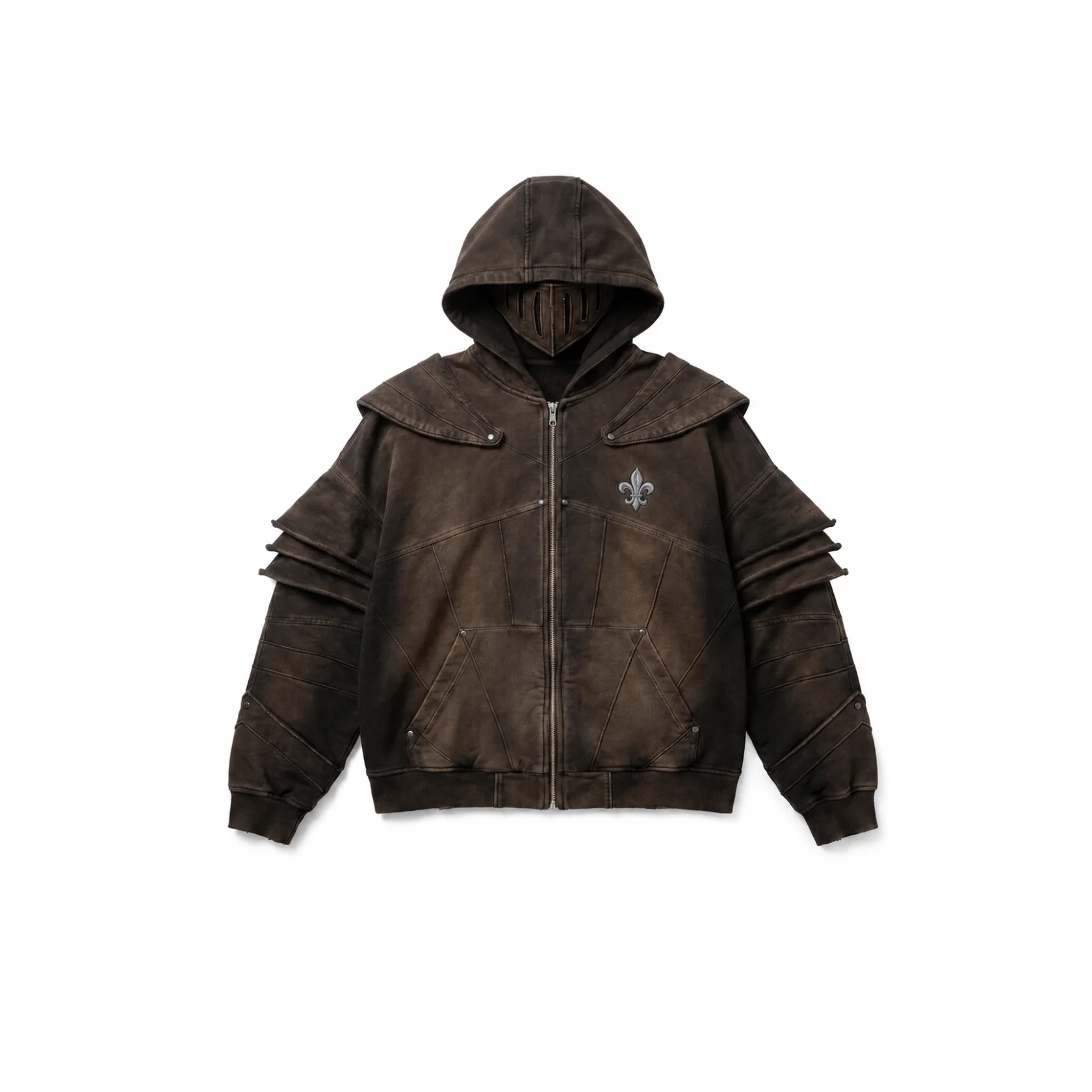 FORGET RED ZIP HOODIE-Brown
